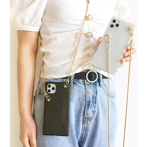 Candy Cross Shoulder Strap Soft TPU Case For iPhone 12 Mini 11 Pro XS Max XR X 7 8 6S Plus SE2 Necklace Lanyard Chain Rope Cover