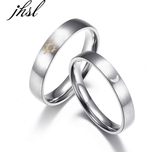 JHSL Stainless Steel Lovers Couples Men Women engagement Noctilucent Rings Valentines Day Gift size 5 6 7 8 9 10 11