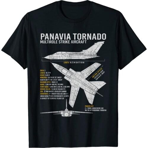 Tornado Aircraft RAF Jet Fighter Airplane Blueprint Warplane Men T-Shirt Short Casual 100% COTTON O-Neck Men Clothing