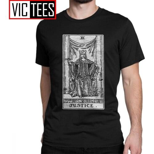 Justice Tarot Card T-Shirts Major Arcana Fortune Telling Occult T Shirt Mens Cotton Amazing The Magician Tee Shirt Short Sleeve