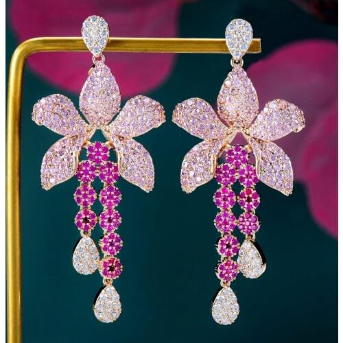 GODKI 60MM New Spring multicolor Flower Earrings For Women Wedding Party Indian Dubai Bridal Jewelry boucle d'oreille femme Gift