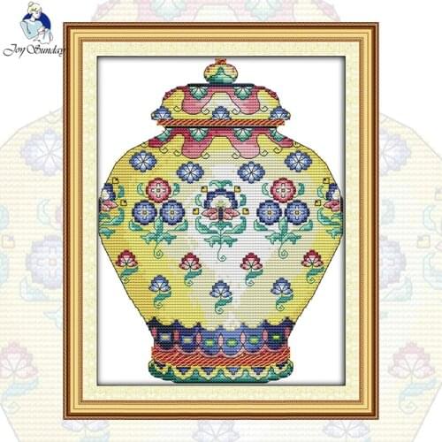 NKF Colorful Gilding Bottles Cross Stitch Kit Embroidery Needlework Set 11CT14CT Handmade Chinese Cross Stitch for Home Decor