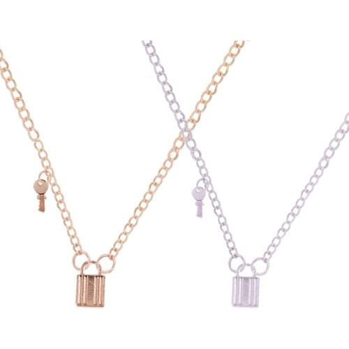 Creative Men And Women Necklace Couple Punk Key Lock Combination Pendant Fashion Jewelry Gothic Hip Hop Pendant Jewelry Gift