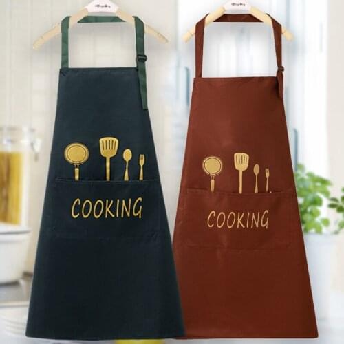 Korean kitchen apron men and women waterproof and oil-proof fashion sleeveless adult overalls work clothes printing