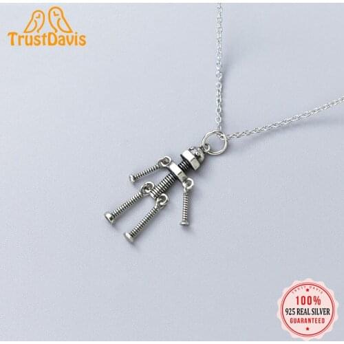 TrustDavis New Top 2021 Fashion Real 925 Sterling Silver Sweet Robot Charm Pendant Handmade DIY Accessories Fine Jewelry DZ466