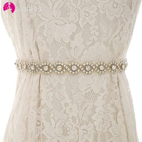 MOLANS Classical Criss-Cross Eight Shape Bridal Sashes for Wedding Dress Simple Fashion Diamonds Waistbands for Elegant Woman