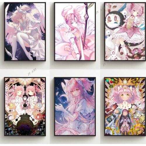 Wall Art Canvas Painting Puella Magi Madoka Magica Retro Nordic Poster Anime Prints Bedroom Wall Decor Pictures Kids Home Decor