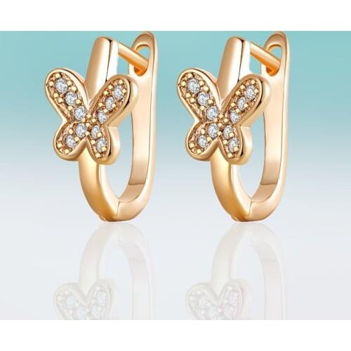 New Classic Butterfly Gold/Silver Color Cubic Zirconia Stud Earrings for Women Jewelry Wedding Party Simple Gifts High Quality