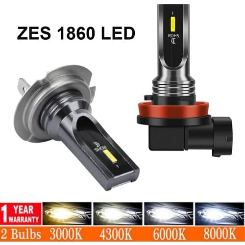 New 2pcs Mini Size H4 H7 H1 H11 H8 H9 HB4 LED ZES Chip Turbo Car Headlight Bulbs Car Fog Light Lamp 80W 6000K 16000lm 12V 24V