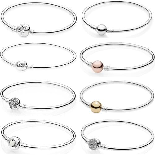 NEW 925 Sterling Silver classic bracelet Rose gold Clear CZ Charm Bead fit DIY snow Bracelets Jewelry factory wholesale