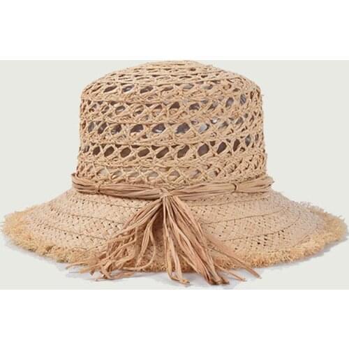 New Hollow Womens bucket hat spring hatspanama female summer Raffia Straw hat Womens summer hat womens hats 2021 female cap