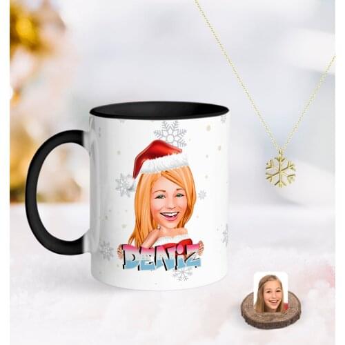 Personalized Women 'S New Year Caricature Of Black mug And Snow Them Kolye-3