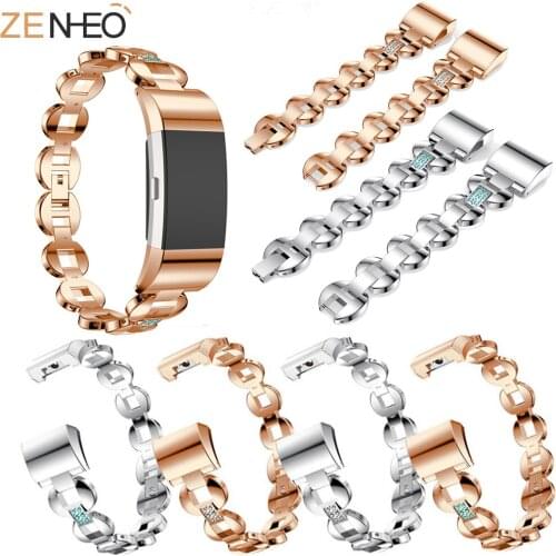 Women fashion high quality bracelet watch strap For Fitbit Charge 2 Metal Straps watchband Rhinestone for Fitbit Charge 2 strap