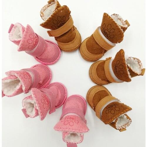 S-XL Winter Warm Shoes for Dogs 4Pcs/Set Cute Dog Boots Snow Walking Cotton Blend Puppy Sneakers Pet Supplies