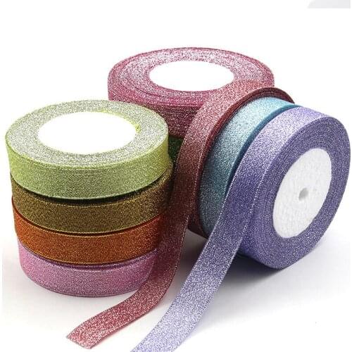 20mm Silk Satin 25Yard 22M colorful Metallic Glitter Ribbons Wedding Party/Christmas/Wedding Decoration Handmade DIY
