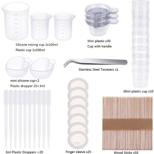 Resin Silicone Measuring Cup Silicone Mixing Cups Resin Tool Set with Disposable Measuring Cup Resin Epoxy Resin Tool