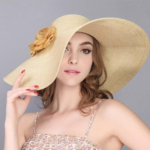 Sun Shade Hat Woman Summer Foldable Wide Eaves Straw Hats Ladies Girl Sunscreen Seaside Beach Cap Elegant Breathable Caps H6695