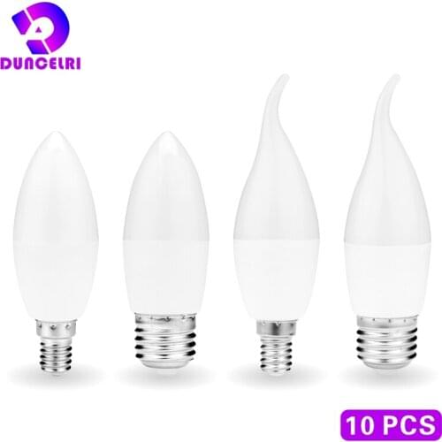 10pcs/lot LED Candle Bulb E14 E27 5W 7W Lampara Led Light 220V-240V Bombilla Led Lamp No Flicker Spotlight Chandelier Lighting