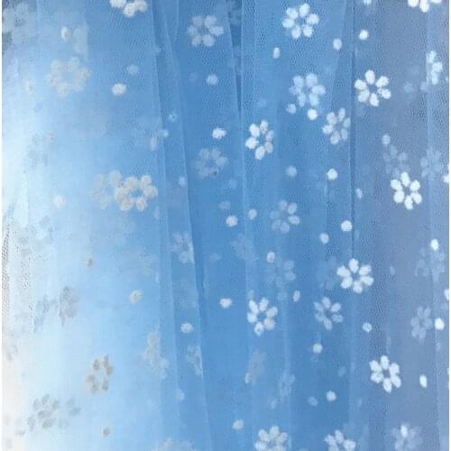 High-quality Super Fairy Flocking Small Flower Mesh Fabric Childrens Dresses and Womens Dresses Home Decoration Fabric