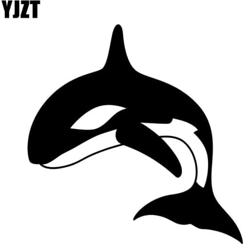 YJZT 14.7cm*15cm Killer WHALE Fashion Fun Car Sticker Vinyl High-quality Decal Black Silver C11-0432