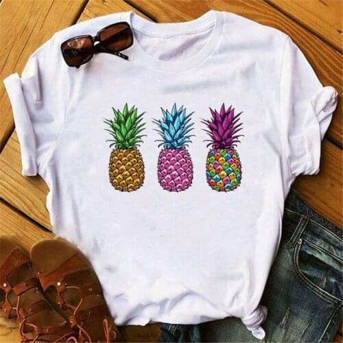 Pineapple Fruits Clothing T-shirt Fashion Women Summer Casual Tee Top Graphic T Shirt Female Kawaii Clothes