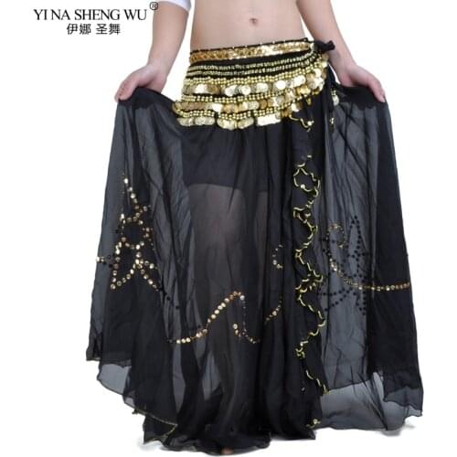 Belly Dance Costume Long Maxi Skirts Chiffon High Split Belly Dance Skirts Women Sexy Oriental Dance Performance Stage Clothing