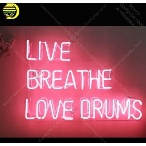 Live Breathe Love Drums Neon Sign charming Handmade neon light Sign Decorate Home Bedroom Windows Iconic Neon Lamps Advertise