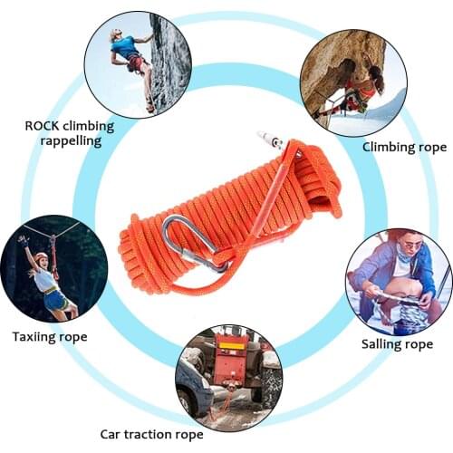 10/12mm 20M Camping Climbing Rope Paracord Hiking Rescue Rope Emergency Survival Parachute Safety Cord Lanyard Outdoor Tool