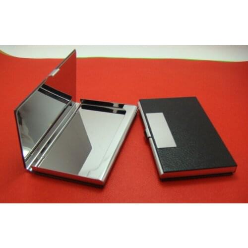 100PCS PU Leather Stainless Steel Card Holder Name Card Credit ID Pocket Case Box Keeper Holder - DHL & Fedex FREE SHIPPING