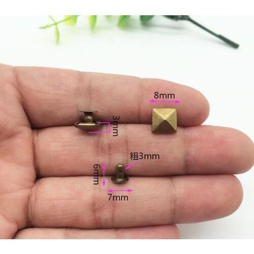 100 Pieces/Batch 8mm Pyramid Square Base Nail Punk Clothing Rivet Cap Stud Cap Leather Craft Rivet Accessories