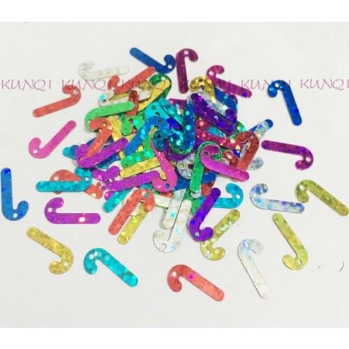 1500pcs 6*13mm Laser Mix Color Christmas Cane Sequins Sewing Scrapbooking Crafts Christmas Decoration Ornament