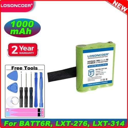 2PC LOSONCOER 1000mAh BATT6R BATT-6R Battery For Midland AVP6 CXT240 CXT250 CXT280 GTX-635 GTX-661 LTX-210 LTX-350