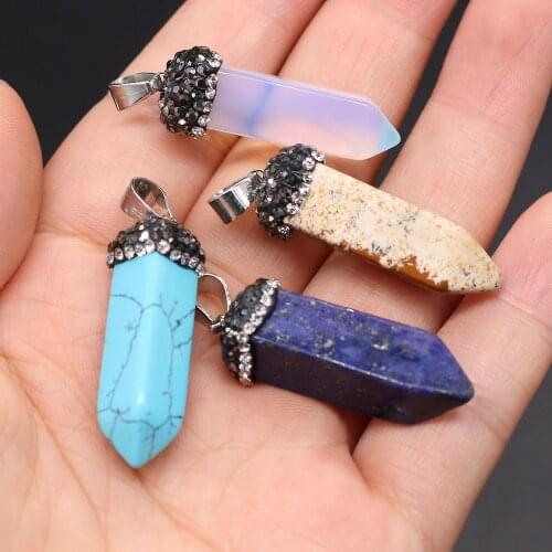 2Pcs Natural Stone Pendant Rectangle Taper Semi-precious Pendant For Jewelry Making DIY Necklace Bracelet Accessory