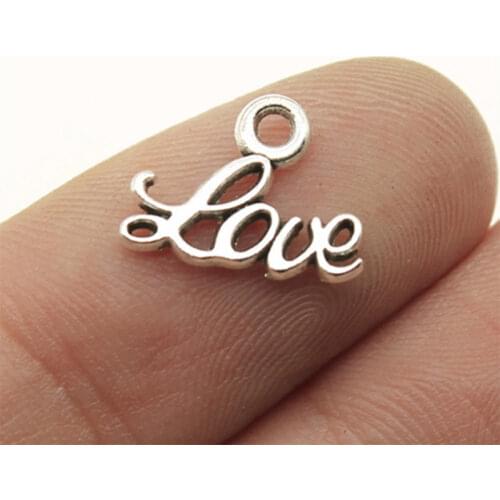 30pcs 13x10mm Antique Silver Color Love Word Charm Small Word Love Charm Tiny Love Charm For Jewelry Making Finding Accessories