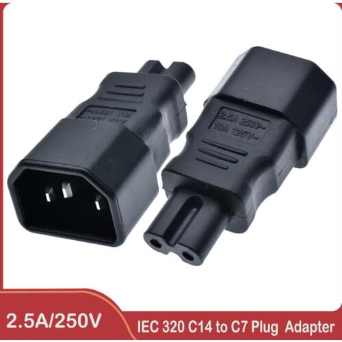 IEC 320 Kettle 3-Pin C14 Male To C7 Female Power Converter Adapter Plug-Socket