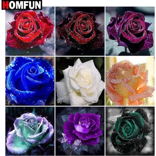 HOMFUN Diy 5d Diamond Painting "Bouquet of roses" Cross Stitch Square Round Diamond Embroidery Handwork Rhinestone Art