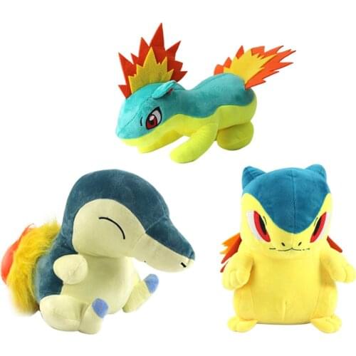 25-28cm Anime Three Generations Cyndaquil Quilava Typhlosion Plush Toys Cartoon Animal Collection Dolls Soft Stuffed Toys