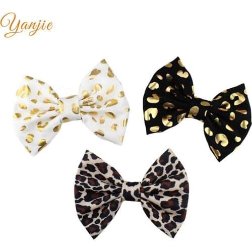 8pcs/lot 5'' Glitter Leopard Print Hair Bows For Girls And Kids 2021 DIY Leopard Bow Hair Clips Headband Girls Hair Accessories