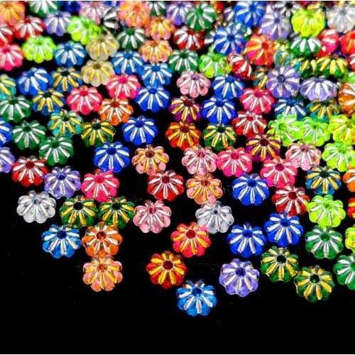 200 pcs Beautiful Beads Flower Shape Beads Colorful Space Beads for Jewelry Making Pendant Necklace Bracelet DIY