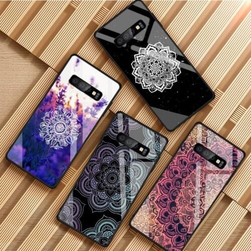 Mandala Floral Tempered Glass Phone Case For Samsung Galaxy S8 S9 S10 S20 PLUS J8 J6 J4 2018 NOTE 8 9 10 Cover Shell