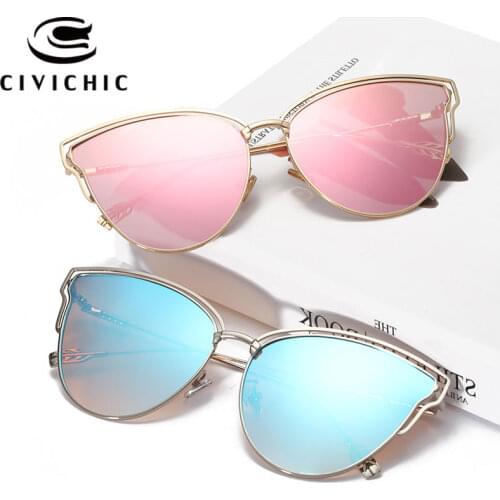 CIVICHIC Hot Fashion Women Cateye Sunglasses Brand Designer HD Lens UV400 Oculos De Sol Mirror Coat Gafas Hipster Lunettes E366