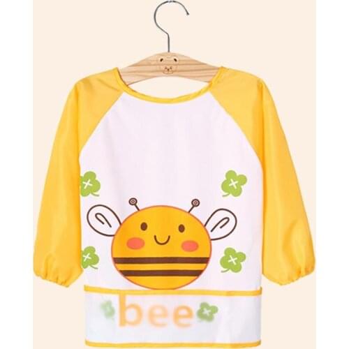 Kids Baby Feeding Apron Toddler Waterproof Cloth Long Sleeve Bib Cartoon Pattern Feeding Smock Apron Baby Stuff