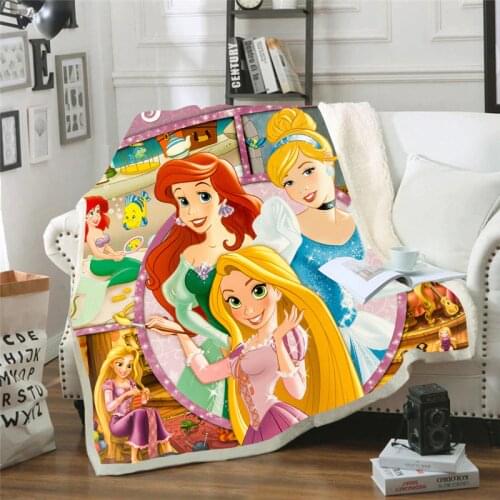 Disney Princess Throw Blanket Floral Cartoon Sherpa Princess 3D Blanket for Kids Girl Couch Soft Plush Thick Quilt Snow White