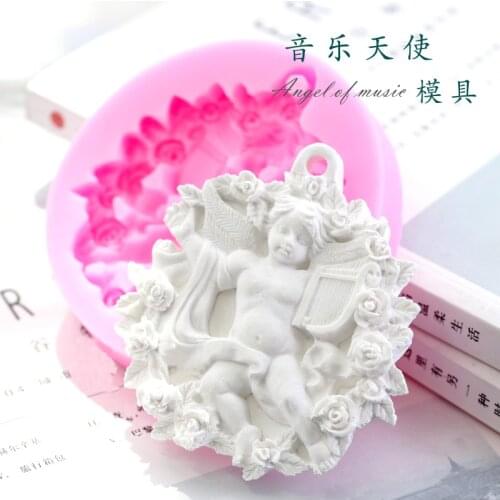 Fondant Mould Cake Moulds Mold DIY Aroma Handmade Clay Molds Aroma Handmade Silica Gel Music Angel Food Grade Silicone PRZY 001