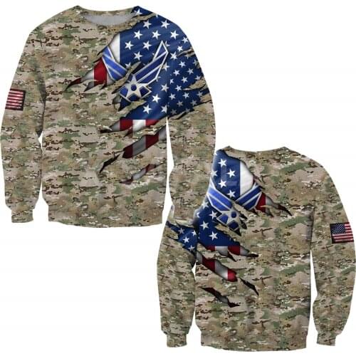 USA Flag Army Camo Veteran 3D All Print Plus Hoodie Man Women Harajuku Outwear Zipper Pullover Sweatshirt Casual Unisex Jacket