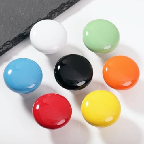 KK&FING Candy Color Round Furniture Ceramic Knob Cabinet Drawer Closet Cupboard Handles Modern Kitchen Handle Furniture Hardware