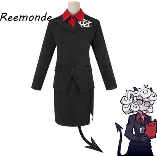 Helltaker Pandemonica Cosplay Costumes Outfits Uniform Devil Horn Tail Full Set The Tired Demon Suit For Women Girls Halloween