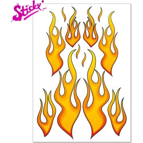 STICKY Racing Sticker Fire Flames Car Sticker Decal For Auto Motocross Racing Laptop Helmet Trunk