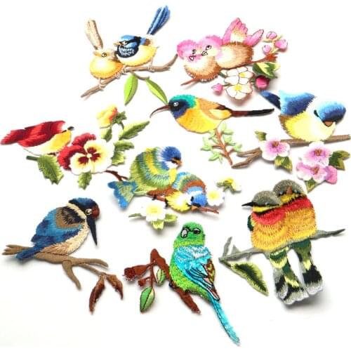 Fashion ironing Birds embroidery patches iron on embroidered parches appliques for clothing parches para la ropa