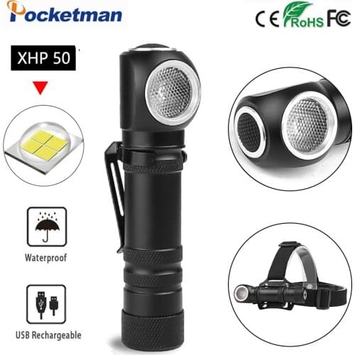 Powerful XHP50 Headlamp USB Rechargeable Flashlight Torch Light Lanterna Can As Headlight with Built-in Battery With Headband